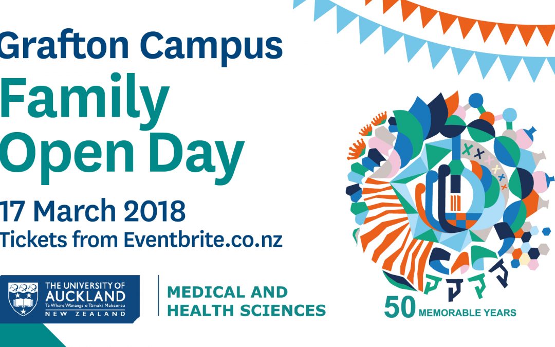 Image reads "Grafton Campus Family open Day 17 March 2018 tickets form eventbrite.co.nz"